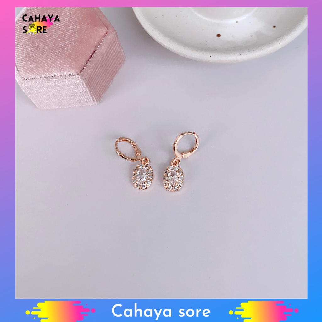 Anting Xuping Gold Anting Dewasa Model Clip Permata Hujan AD18