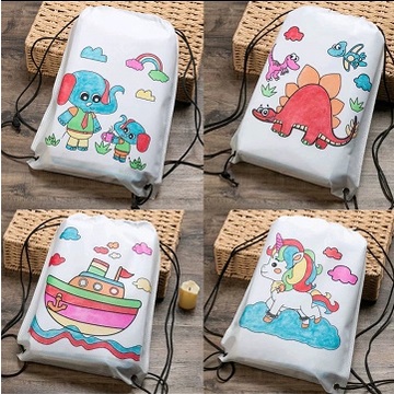 [BP] Mainan Edukasi DIY Mewarnai Tas Ransel Serut Goodie Bag