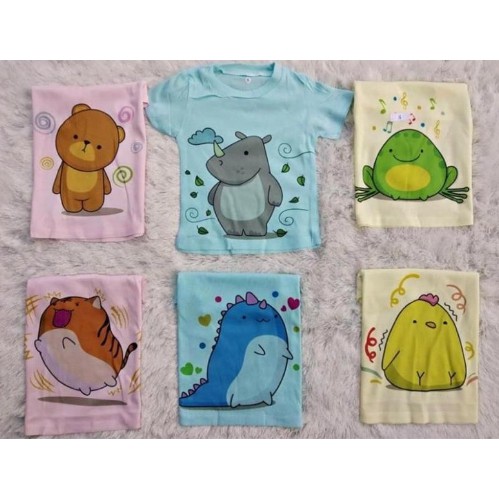 Kaos Oblong Anak Harian Oneck, TEBAL WARNA Motif Karakter Seri Ukuran Lebih BESAR 1 sd 4 thn
