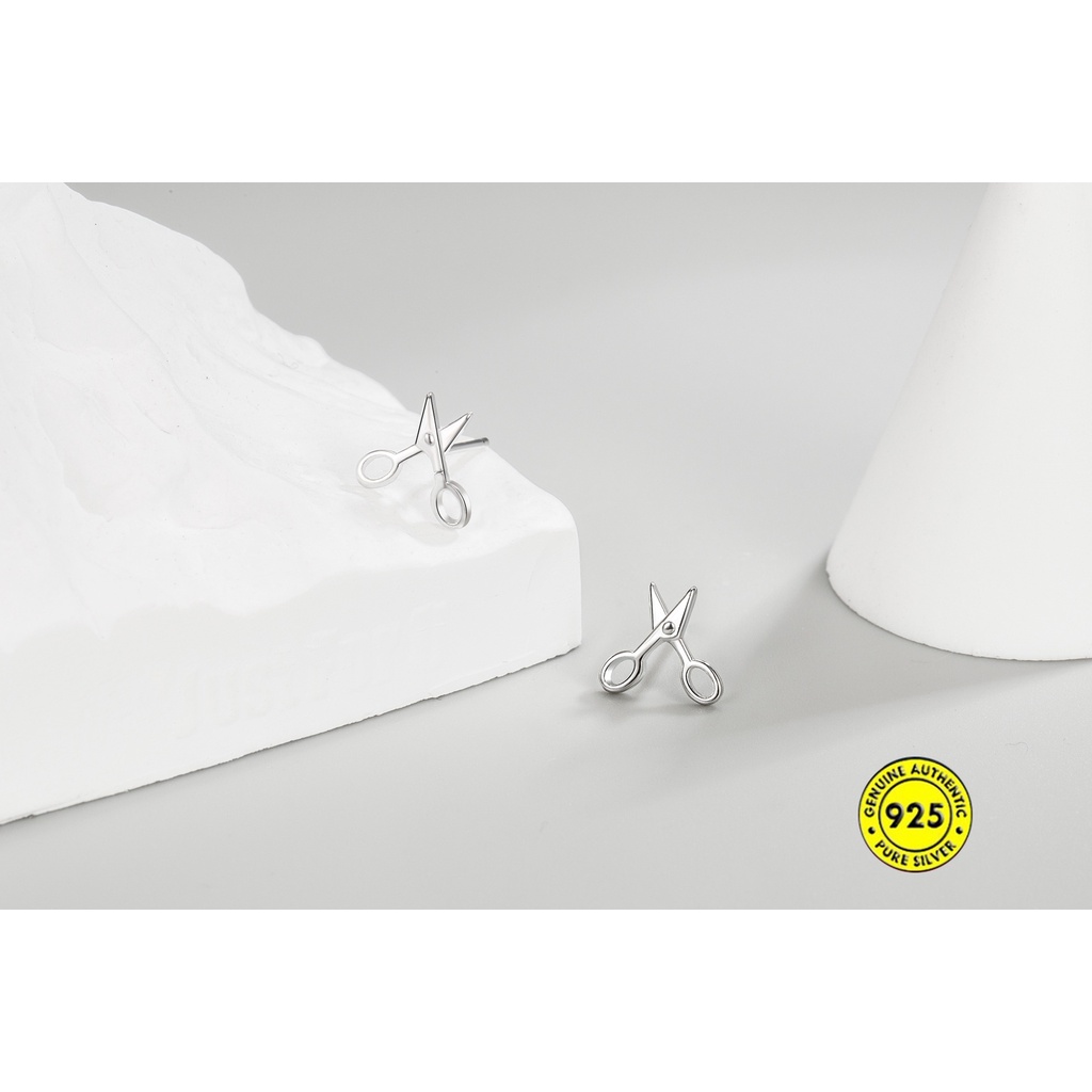 Anting Tusuk Sterling Silver 925 Desain Gunting Mini Untuk Wanita