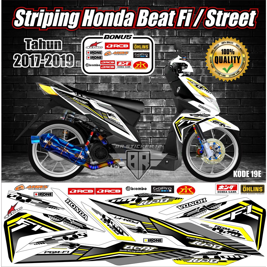 Striping Beat 2017-2019  Stiker Variasi Lis Motor Beat Kode 19