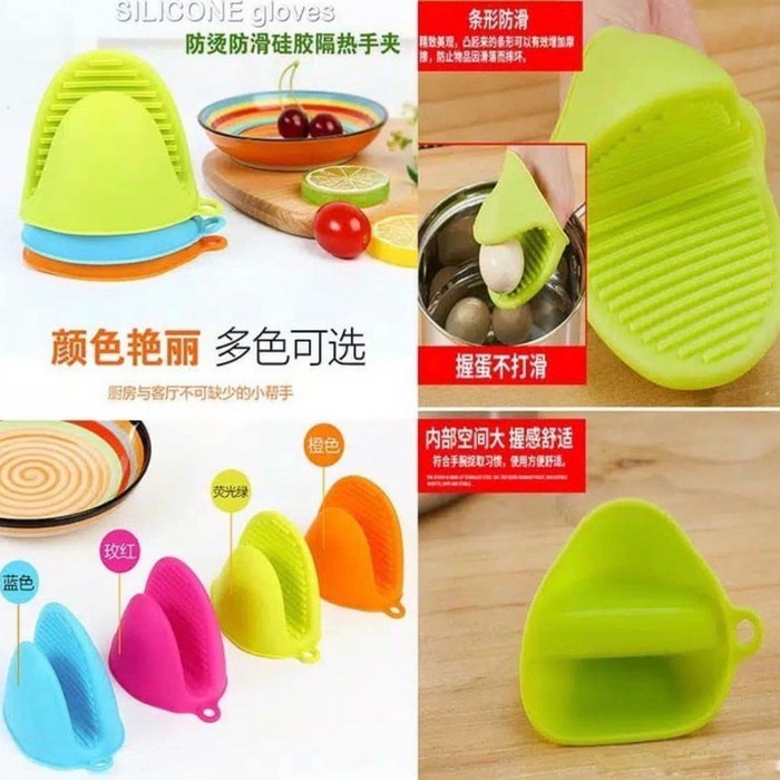 SARUNG TANGAN Silicone  Pegangan Panci /  Pegangan Bahan Silikon Panci Anti Panas Serbaguna /Sarung Tangan Oven Silikon Tebal - Alat Jepit Panci Silikon Anti Panas - Pelindung tangan SIlikon