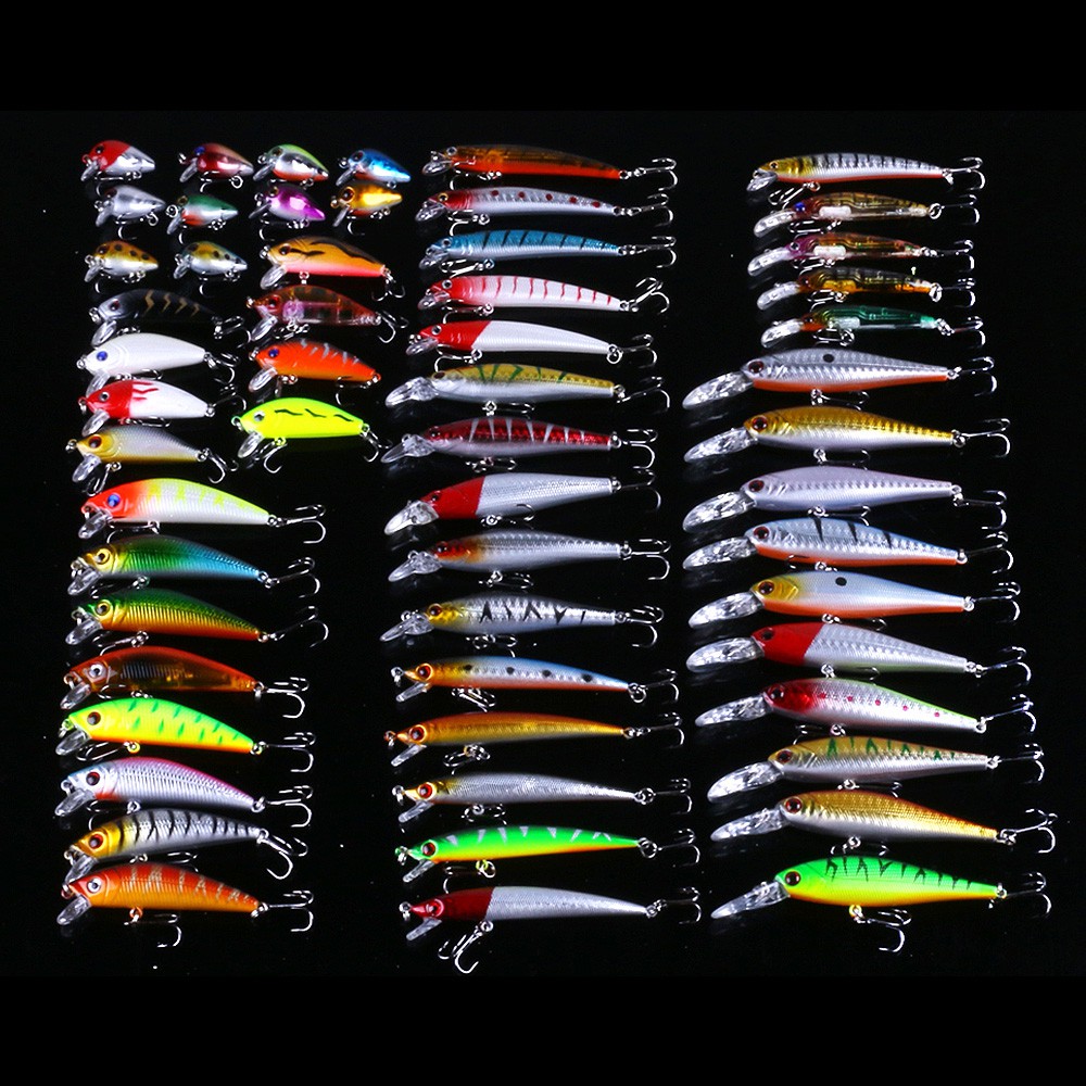 HENGJIA 56 Buah Set Minnow Crankbait Umpan Pancing Ikan Swimbait Fishing Lure Memancing Peralatan