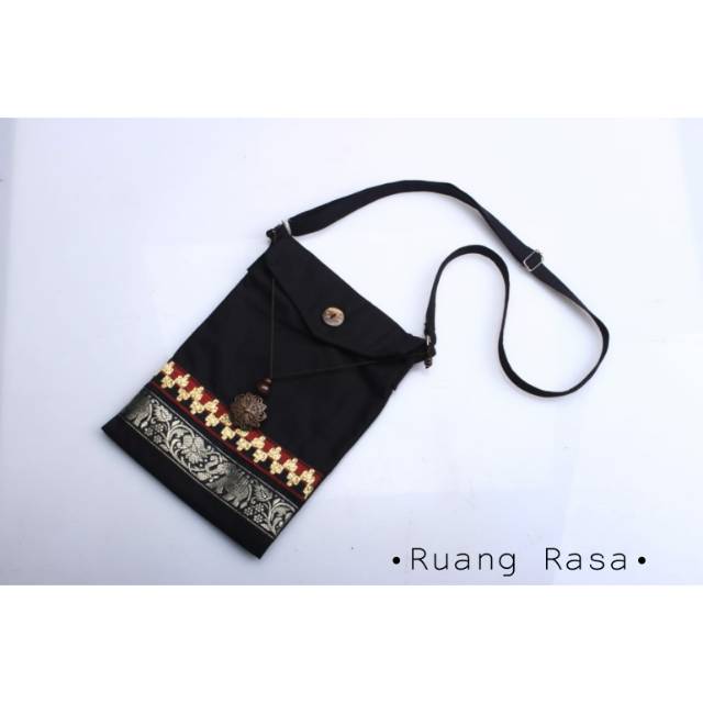 Tas Selempang Tapis | Black Ethnic Lpg Tipe SB-KDBEL | Slingbag Etnik