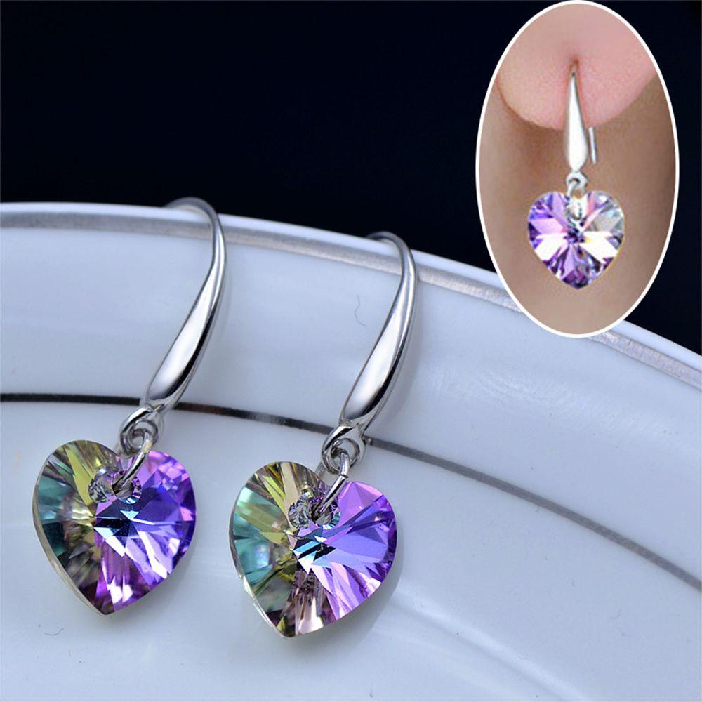 R-flower Peach Heart Crystal Elegant Hadiah Terbaik Ear Studs Ocean Star