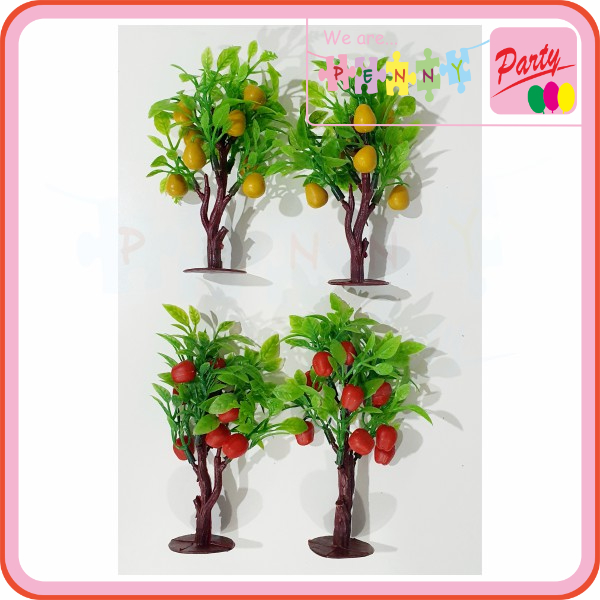 Pohon Buah Plastik Pak Isi 2pcs Apel / Pir Hiasan Kue Tart Maket Miniatur Mahar Dekorasi Artificial