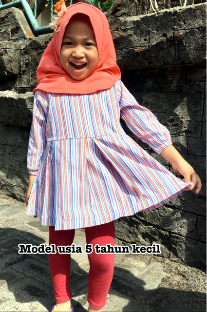 Kemeja chibi kotak kotak anak perempuan bahan katun 2-5 tahun nablfashion