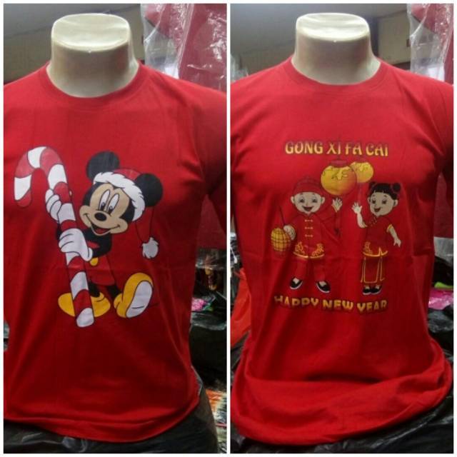 PROMO Kaos Oblong Katun Pria Merah Imlek Sincia