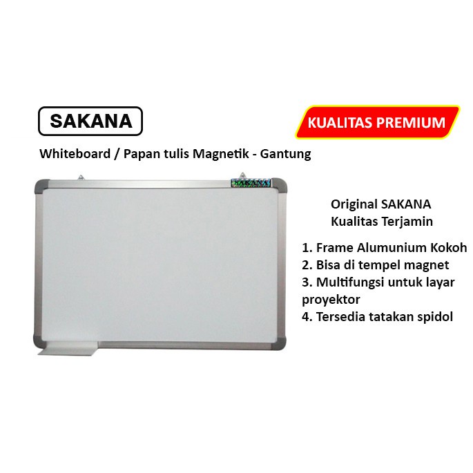 

Murah Whiteboard Gantung Sakana 60x90x cm Papan Tulis Spidol