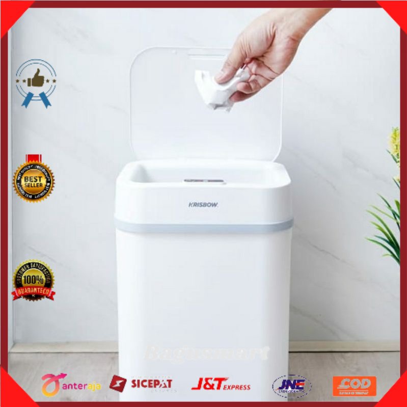 Krisbow 12 Ltr Tempat Sampah Sensor Gerak - Putih/tempat sampah otomatis/tempat sampah sensor