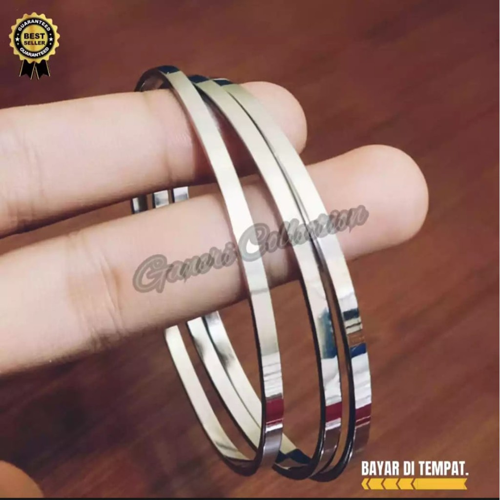 Gelang Baja Monel Besi Putih Pria Wanita Anti Karat