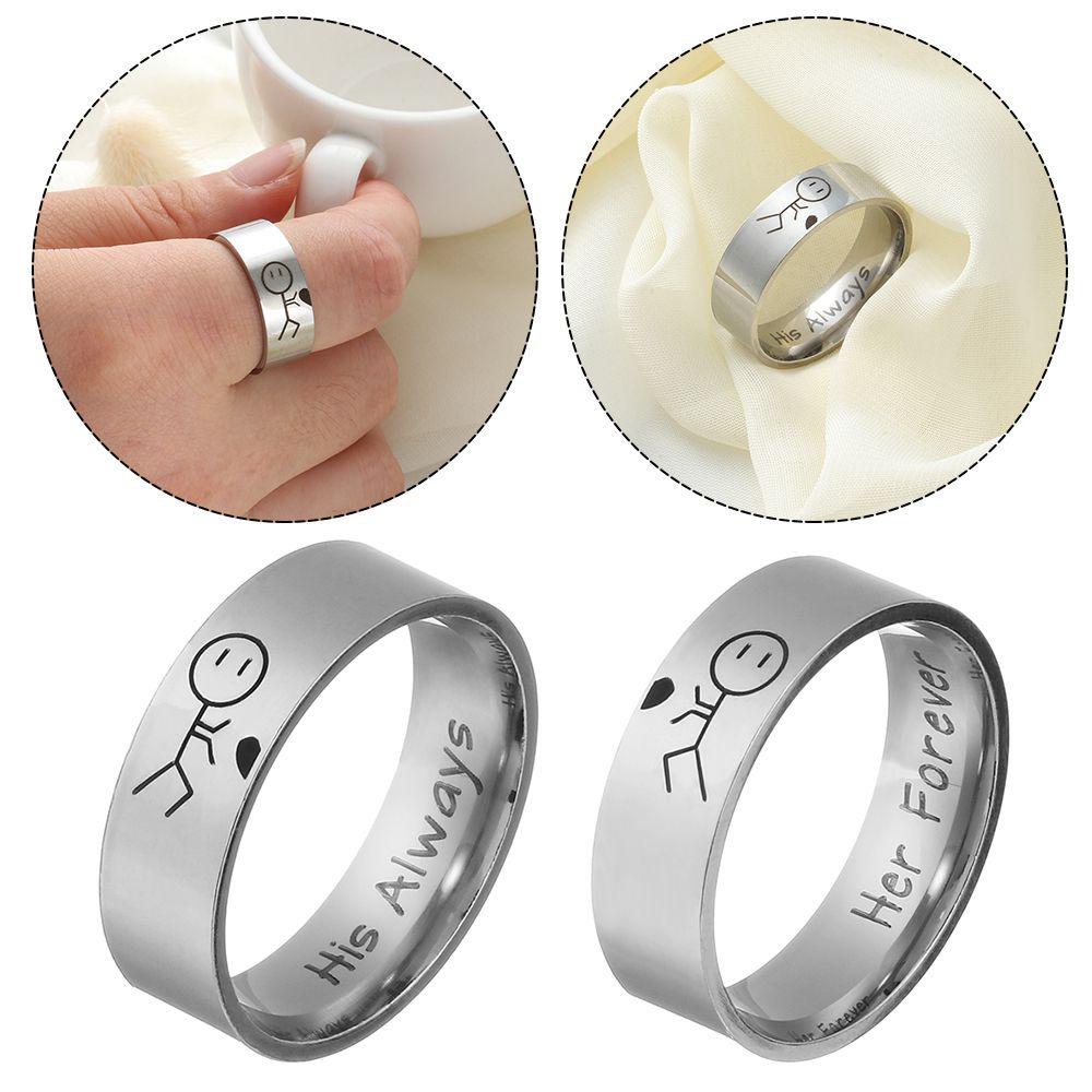 Solighter 1PC Lovers Ring Fashion Tunangan Pernikahan Band Aksesoris Pasangan