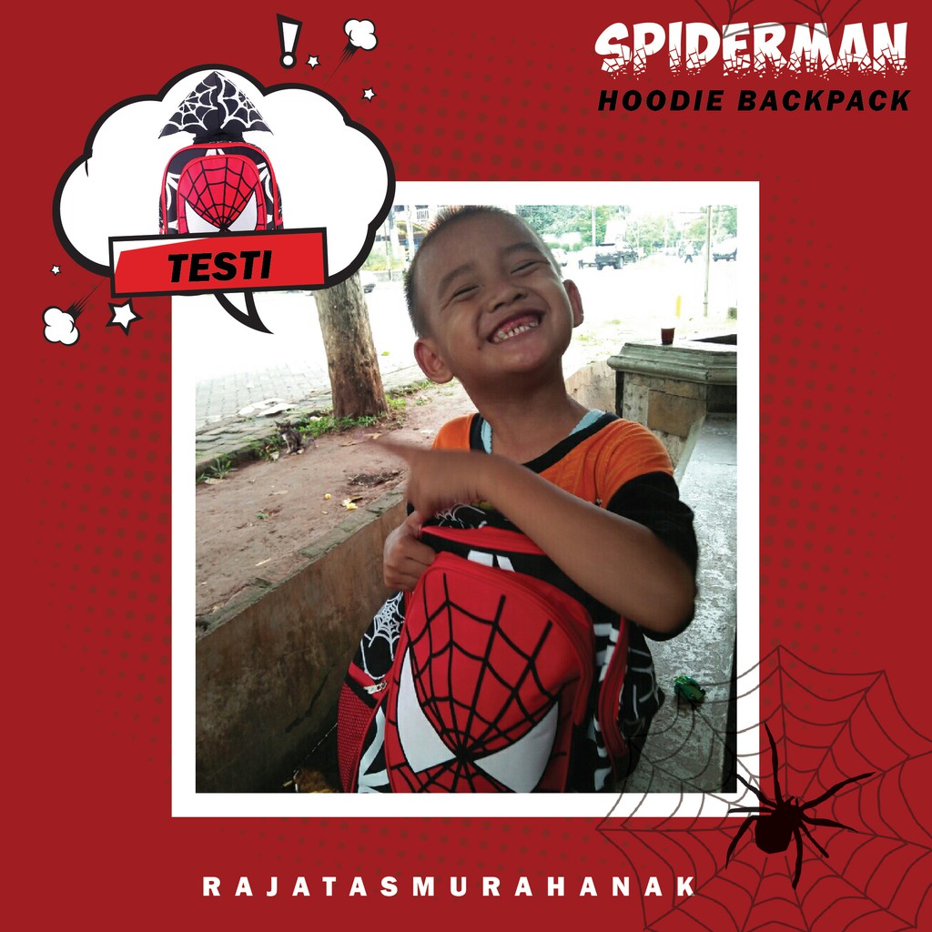 SPIDERMAN HOODIE - BACKPACK + HOODIE RANSEL SEKOLAH ANAK - RANSEL ANAK