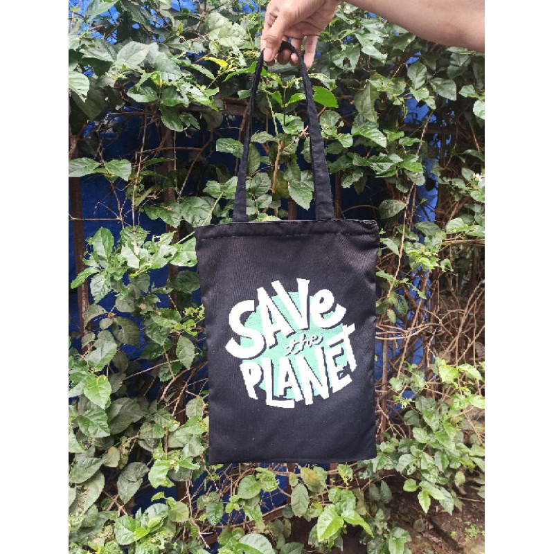 custom totebag kanvas / totebag kanvas hitam / desain full color