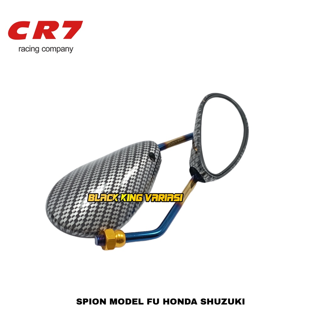 Spion Carbon Model Standar Satria Fu Two Tone Bakar Drat 14 Dan 12  Tangkai Panjang