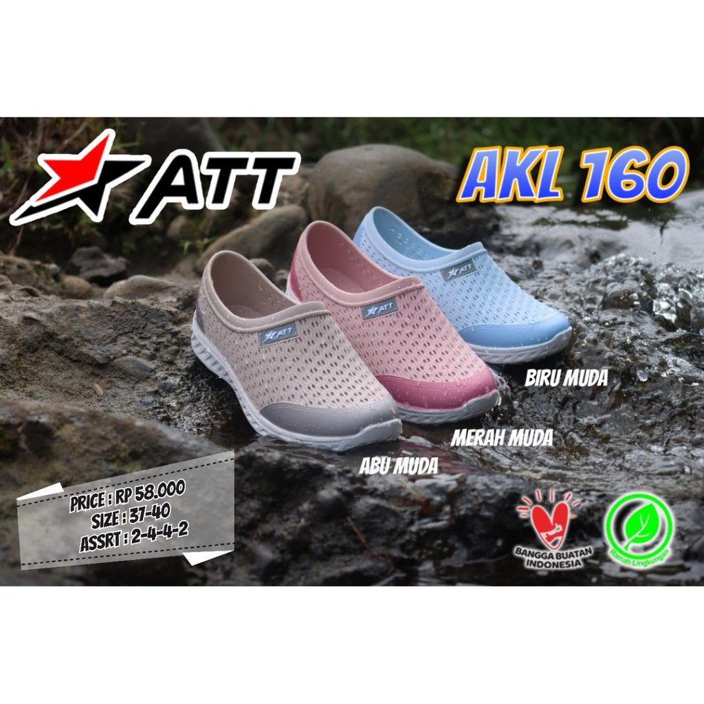 BB ATT AKL 160 SEPATU KARET SLIP ON Sepatu Cewek Anti Air Ringan Empuk Tidak Lecet