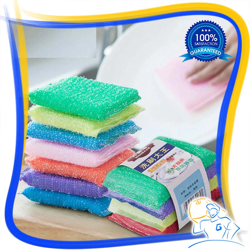 Spon Cuci Piring Gelas Busa Sabut Isi 4 pcs Warna Warni Spons Bantal Sponge