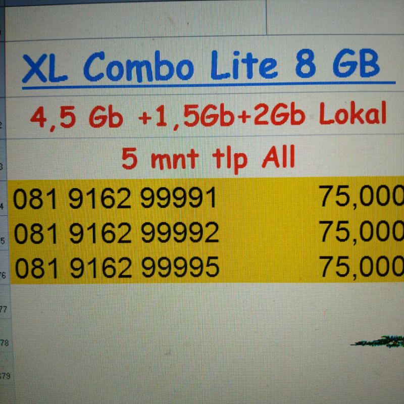 Kartu Internet XL Combo Lite 8gb Cantik kuartet