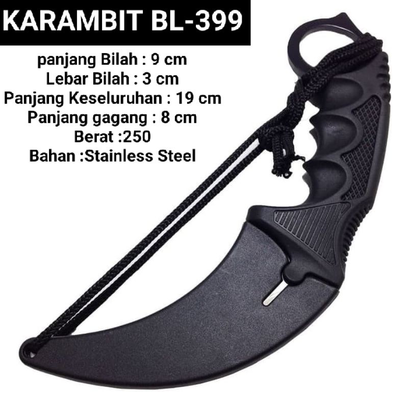 PISAU LIPAT HITAM - KRAMBIT BL399 - KARAMBIT BL399  - PISAU LIPAT BL-399 SILVER DAN HITAM PISAU SURV