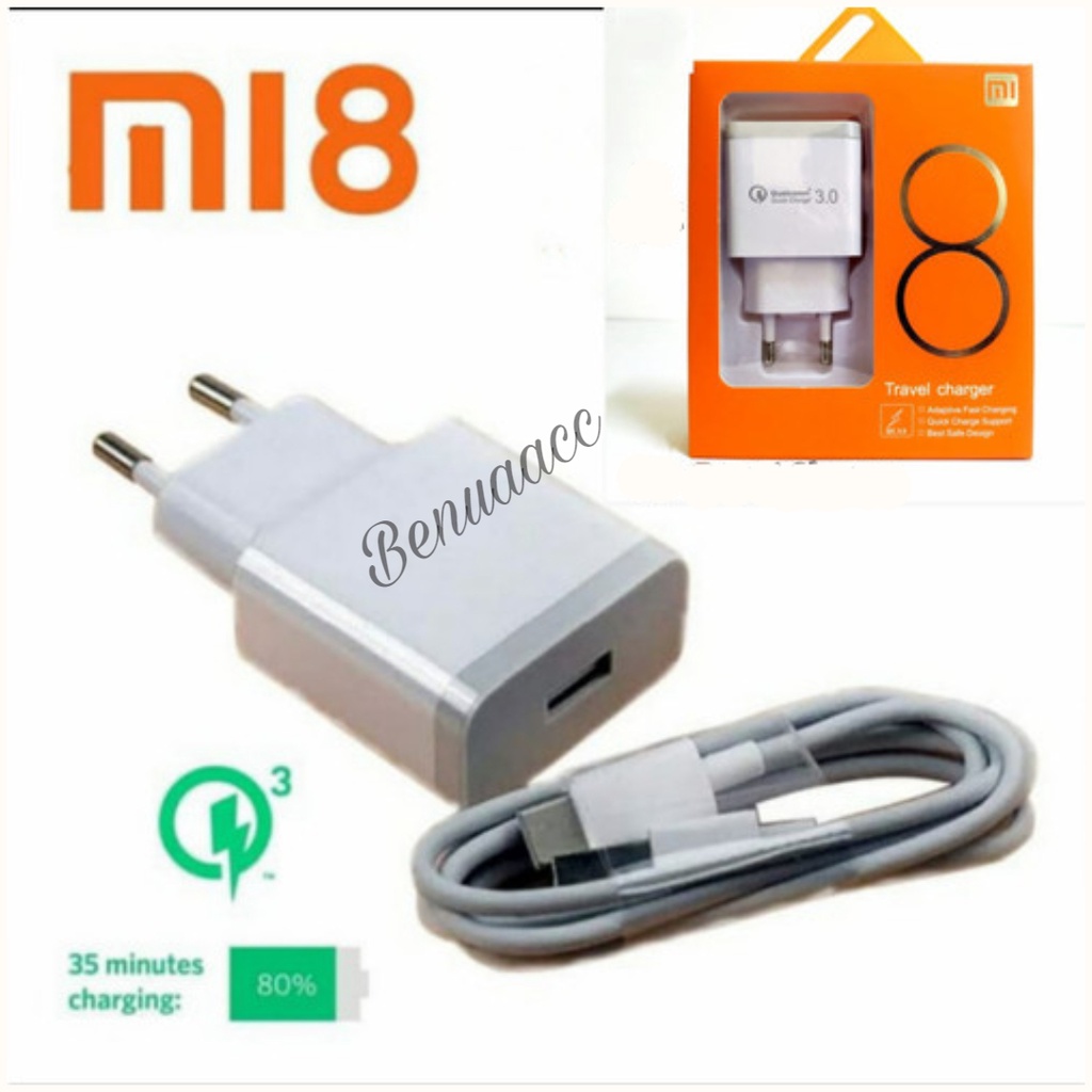 (ba) TC/Travel Charger Merk XIAOMI MI8 Micro USB &amp; Type C Ori 100%