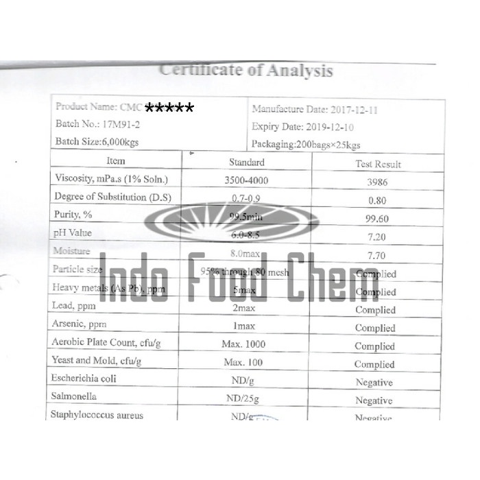 

201nhgg Cmc 500Gr / Sodium Carboxmethylceluose Food Grade Ex Rrc Ds201Fs