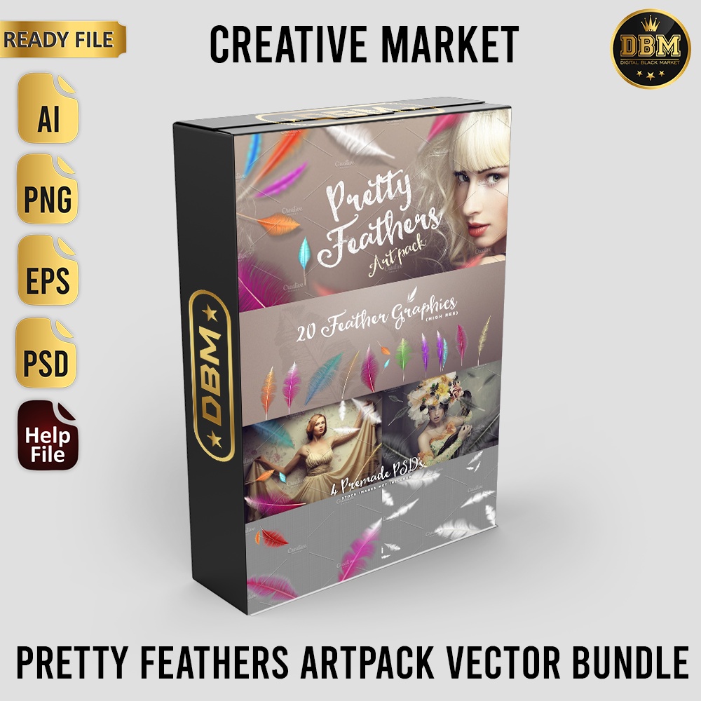 Pretty Feathers Artpack Vector Bundle - Vector Designs