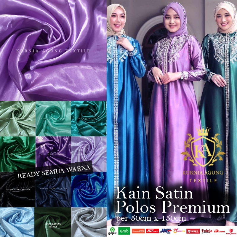 Kain Satin Meteran Warna Lilac / Kain Saten Polos / Bahan Satin Silk / Bahan Kain Halus Jatuh Tebal Mengkilap untuk Gamis Lebaran Wanita Gaun Pesta Muslimah Premium ukuran 50 cm x 150 cm Murah