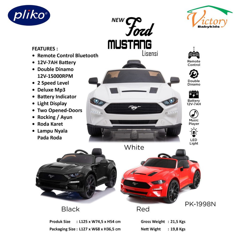 BIG SALE    Pliko Ford Mustang Mobil Aki Mainan Anak - anak PK-1998