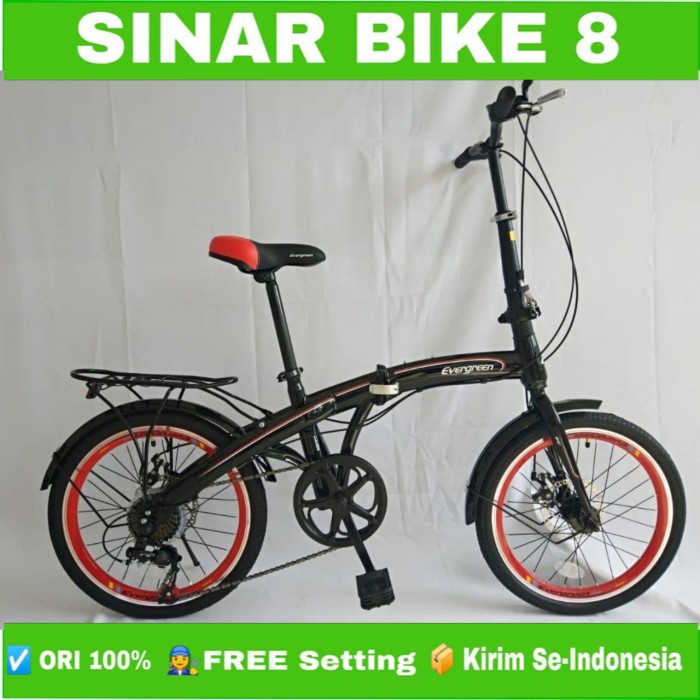 Sepeda Lipat EVERGREEN Ukuran 20 Inch Double Cakram 7 Speed Shimano