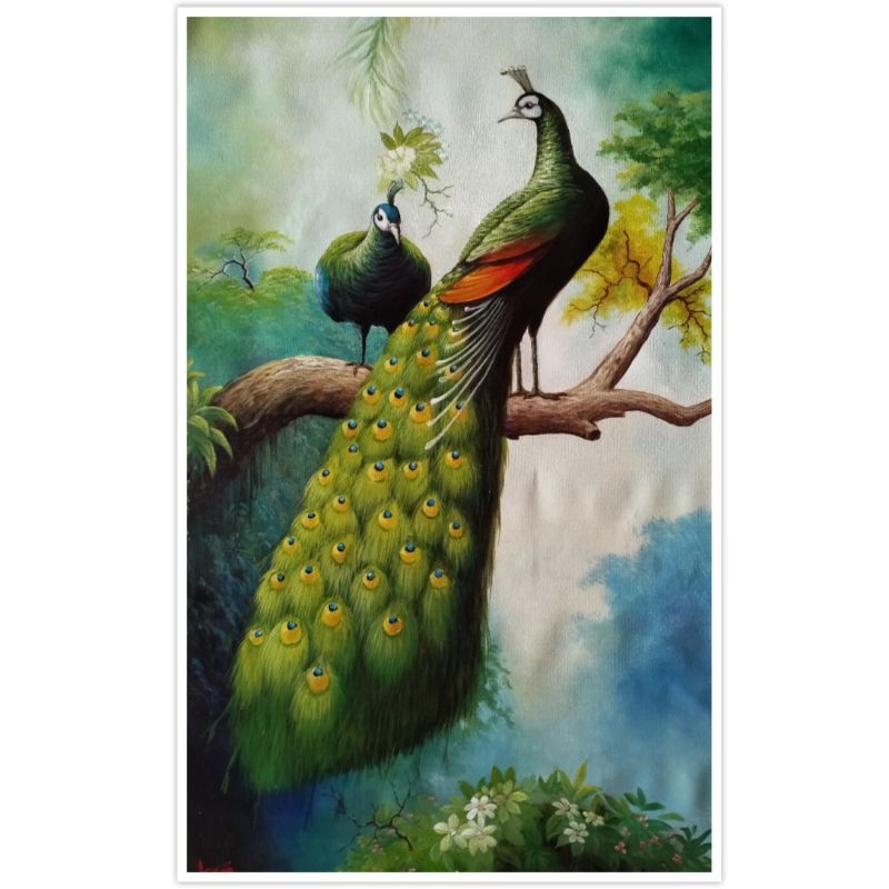 Lukisan Burung Merak 60 X 100 Cm Shopee Indonesia