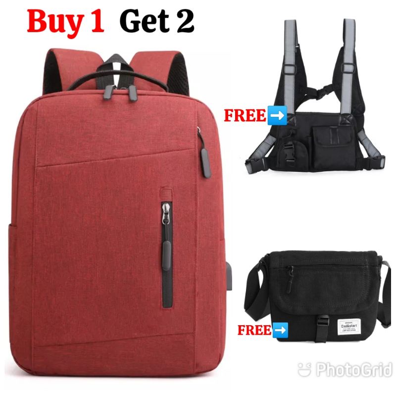 BUY 1 GET 2 - Tas Ransel Pria RDN 015 Distro Bandung Ransel Punggung Backpack Cowok Keren Sek BRAN N