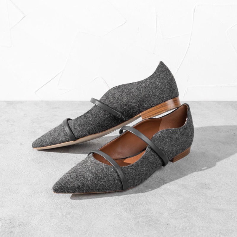 Sepatu malone souliers maureen flat pump charcoal asli
