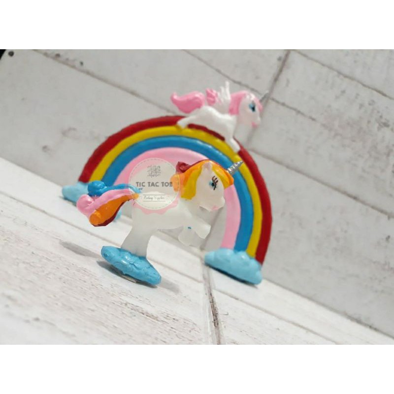 Hiasan Kue Tart Unicorn Pelangi 1set isi 2pc