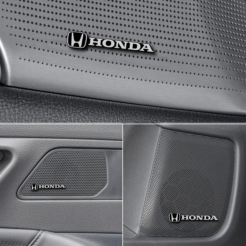 4 / 8 / 12pcs Stiker emblem 3D Bahan aluminum Untuk speaker stereo Mugen Honda City Brio Civic Accord CRV HRV