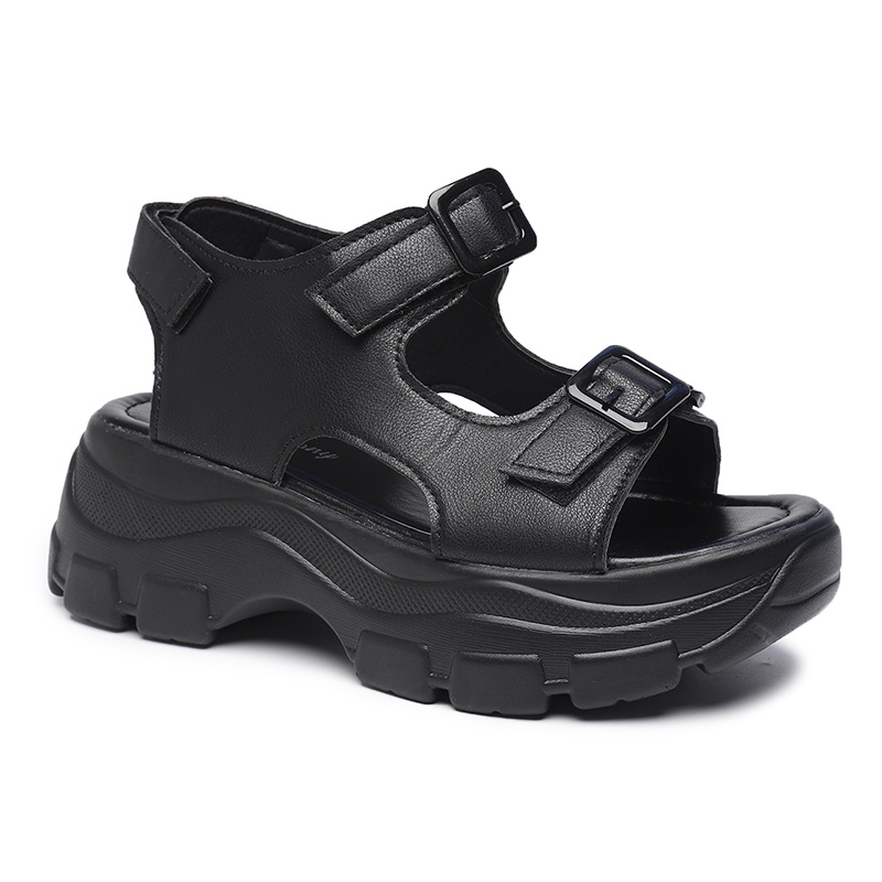 [GROSIR][COD] SEVEN_DAY SANDAL WEDGES WANITA KOREA IMPORT CASUAL SHOES HITAM SVN-307