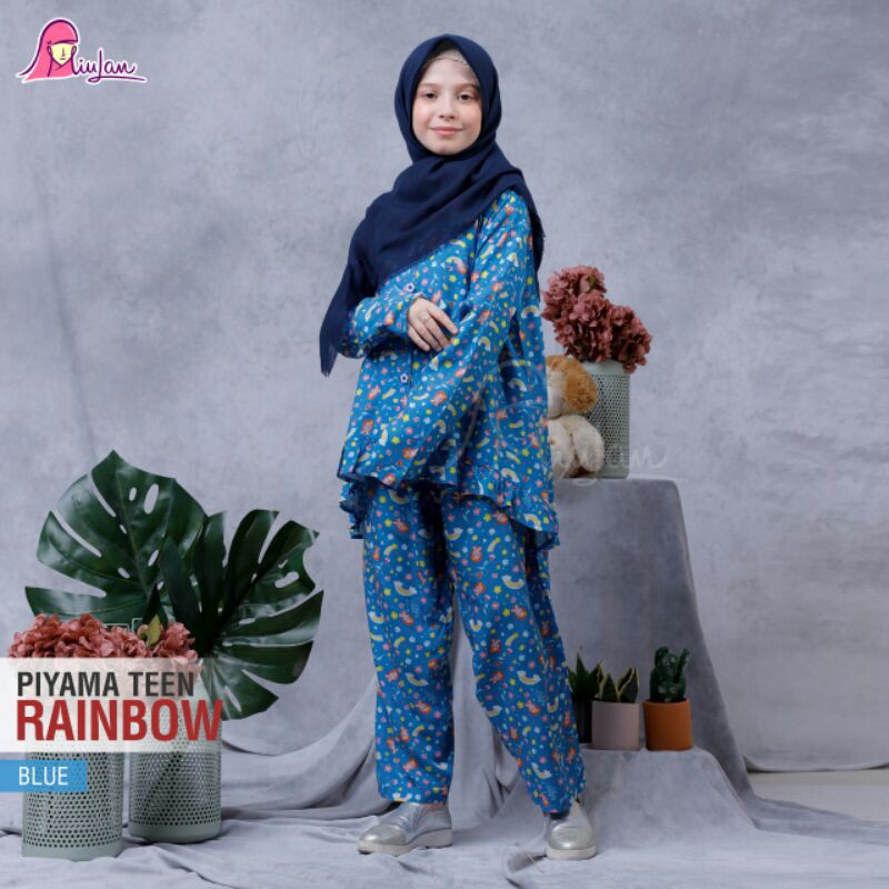 Piyama Teen RAINBOW | MiuLan Kids | Baju Pakaian Tidur Anak Perempuan Muslim Gaun Cewek