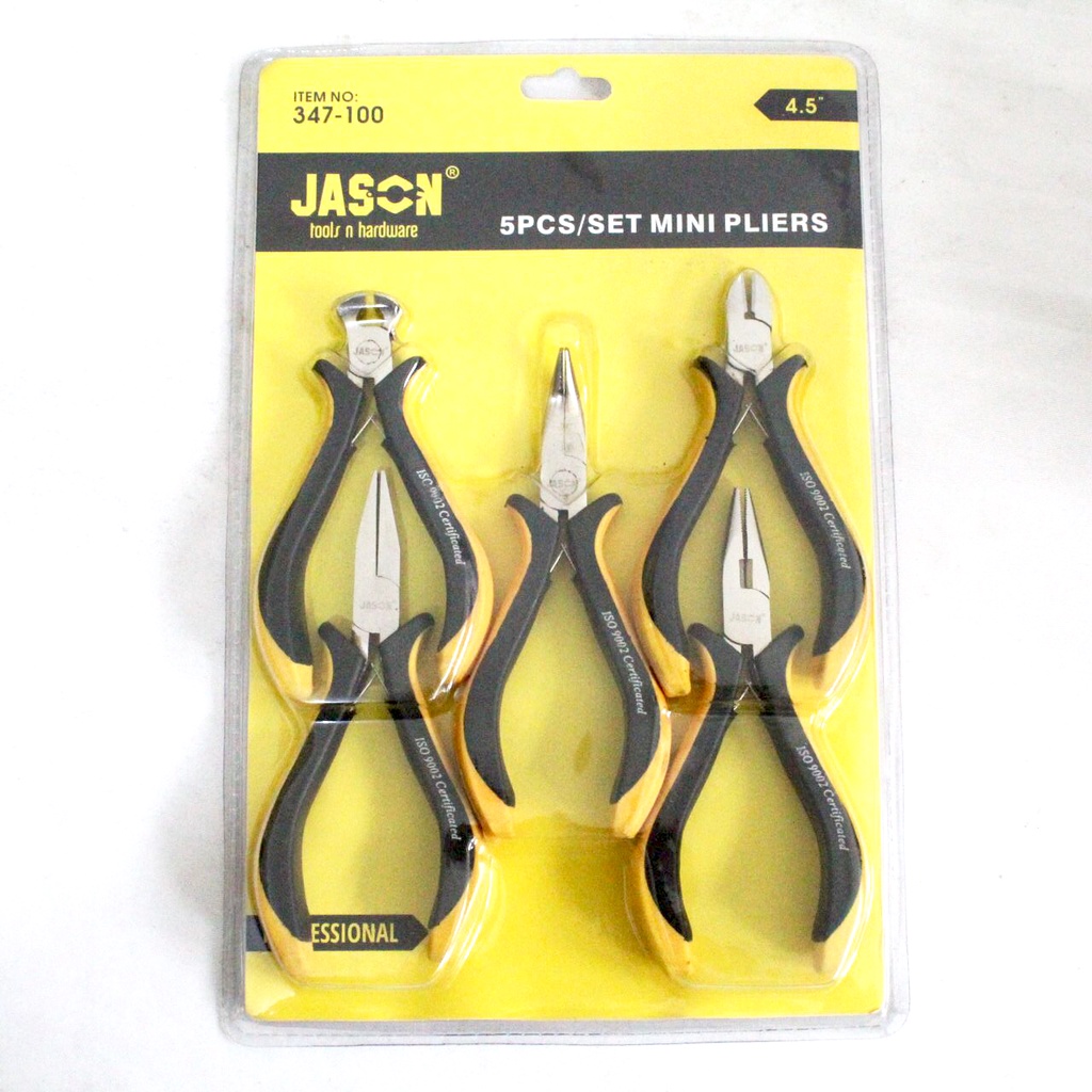 JASON 347-100 Tang Mini 4,5&quot; Set 5pcs / Mini Pliers Satin