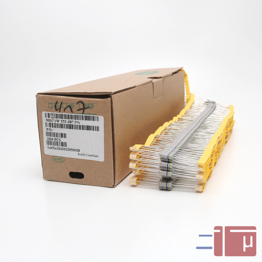 x10 Resistor 4R7 4.7 Ohm 1W Metal Oxide 5% Taiwan Kaki Tembaga