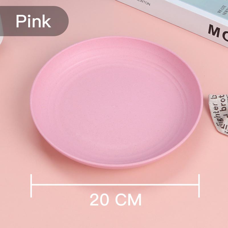 ❤ READY STOCK❤Piring Makan Saji |14.5、 20 、23 dan 25 cm Round Plate Piring Saji | Ramah Lingkungan | Biodegradable-20cm-Pink