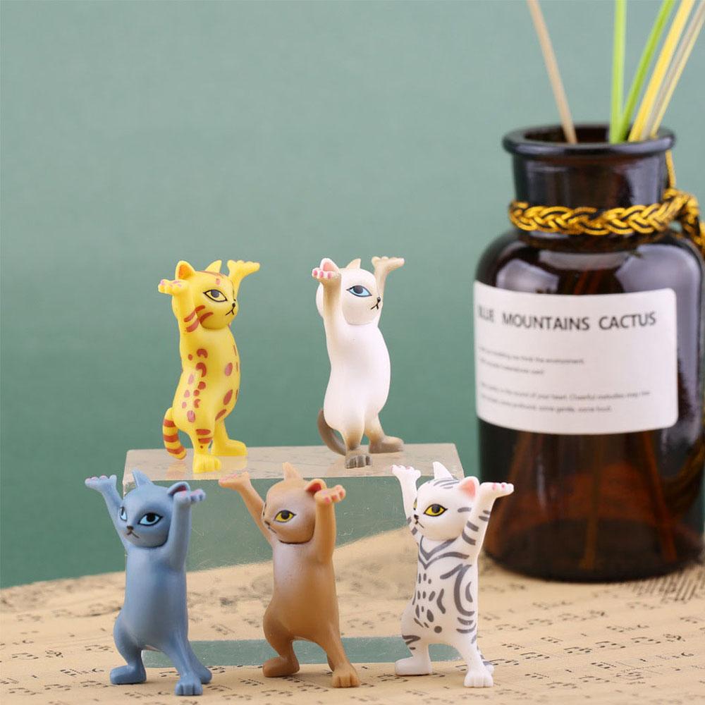 Lanfy Kucing Action Figure DIY Menari 5 Pcs/set Lanskap Mikro Anime Mainan Lucu Kucing Patung Kecil Figure Ornamen