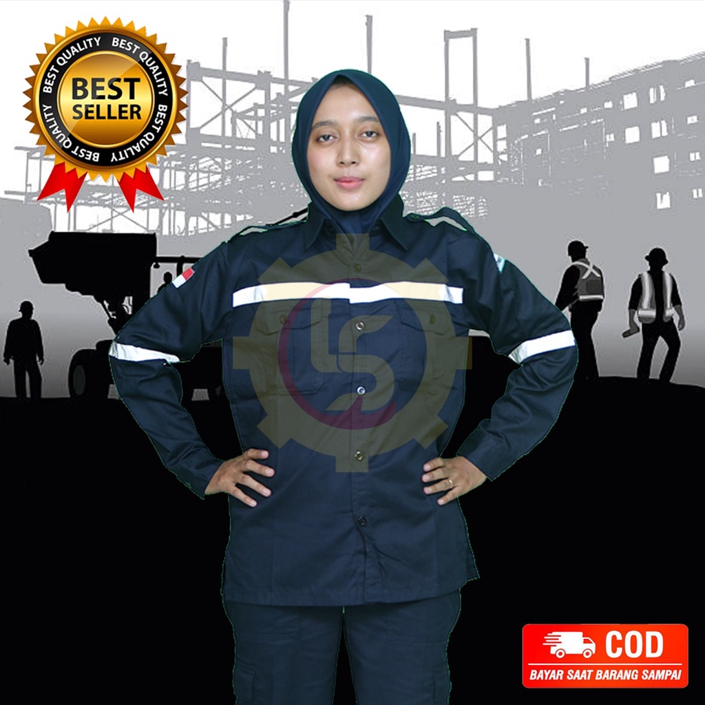 WEARPACK PDL ATASAN NAVY POLOS KANCING/WEARPACK LENGAN PANJANG/KEMEJA SAFETY