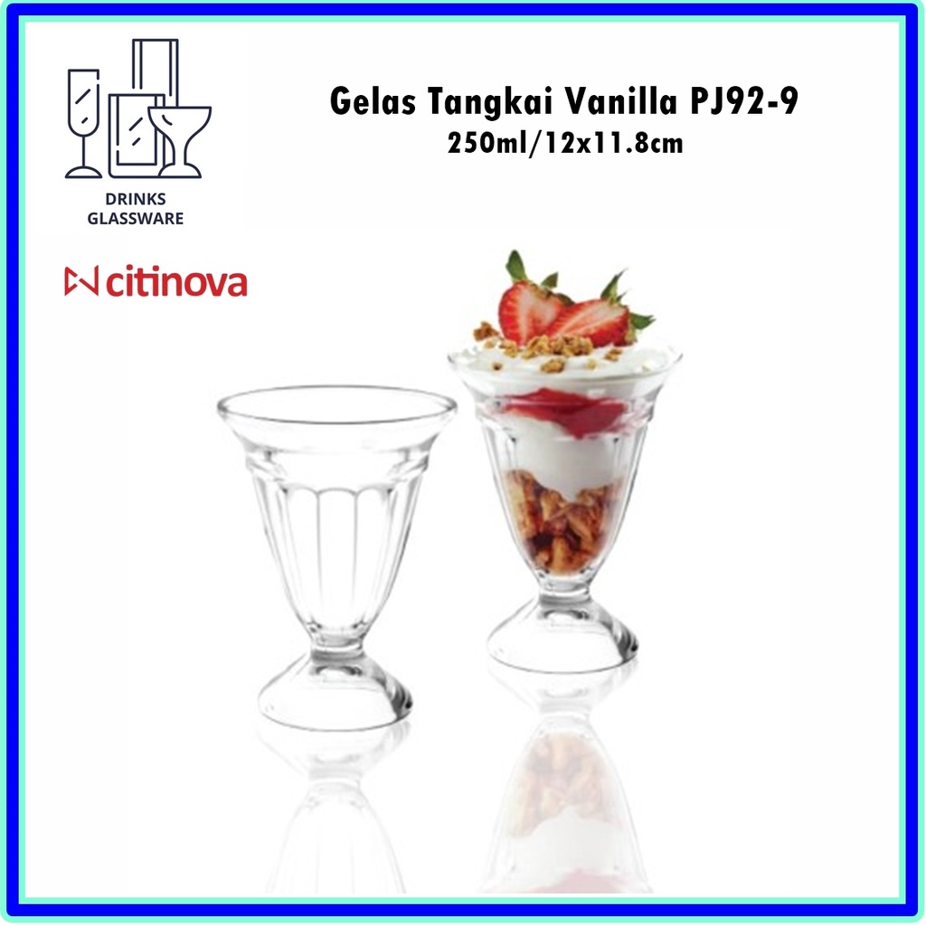 [1pcs] Gelas Tangkai Vanilla/Gelas Kaki PJ92-9 CITINOVA Vanilla 250ml