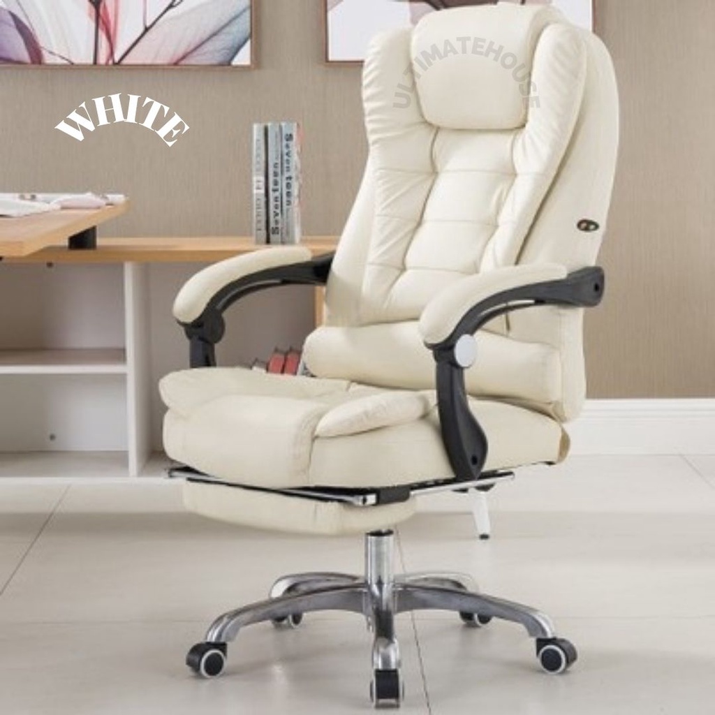 Kursi Kantor Kursi Direktur Kursi Kerja Kursi Kantor Nyaman Kursi Komputer Murah-1020 Putih + Getar