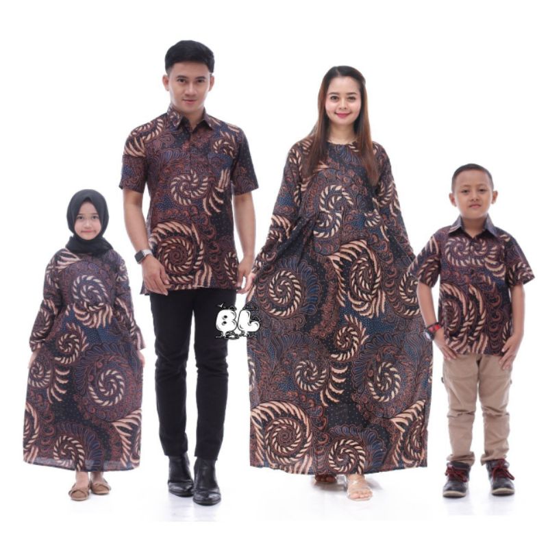 Maura Couple - Sania Ruffle Batik Keluarga Couple Jazy Gamis Syar'i - Gamis Kerah Jazz Motif