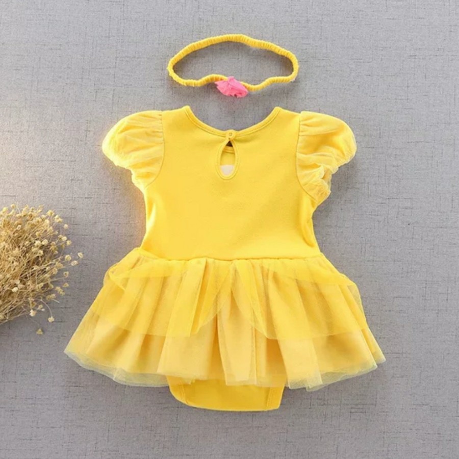 Baby princess costume romper dress Belle beauty n beast kostum Bayi