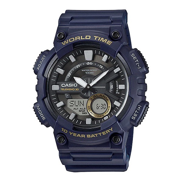 Casio Original AEQ110W-2A / AEQ-110W-2A Jam Tangan Analog Pria Karet Biru Navy G-shock