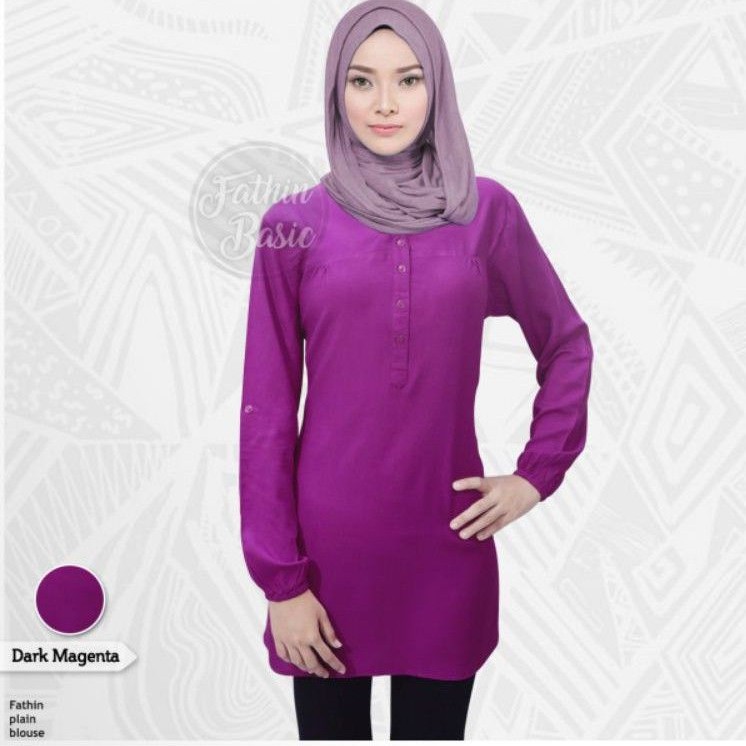 Blouse Polos Rayon Wanita Dark Magenta terbaru Premium Kekinian Cocok Untuk Busui