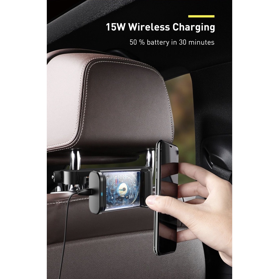 Phone Holder Penumpang Belakang Mobil dengan Fitur Pengisi Daya Nirkabel inAuto Backseat Car Wireless Charger 15W WXHZ