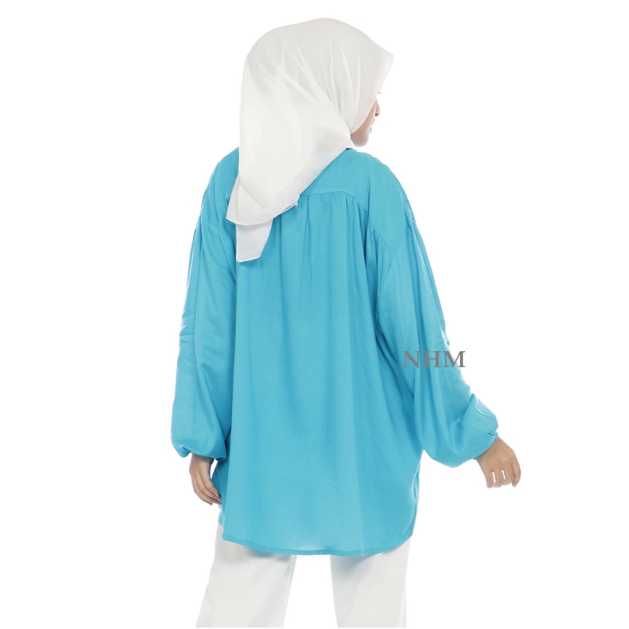 Kemeja BigSize Wanita Pinguin Katun Rayon Tangan Panjang Polos