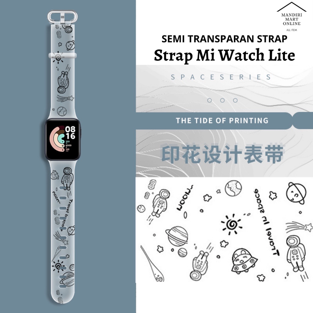 Strap Mi Watch Lite 1 2 Transparan Tali Pengganti Xiaomi Mi Watch Lite TPU Strap Motif Print Kartun Lucu